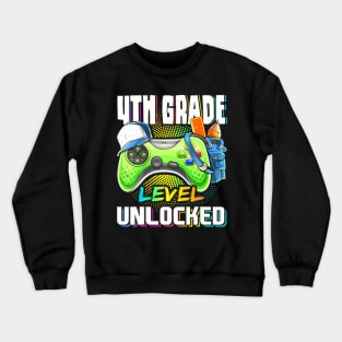 4Th Grade Level Unlocked Video Game Back To School Boys Crewneck Sweatshirt